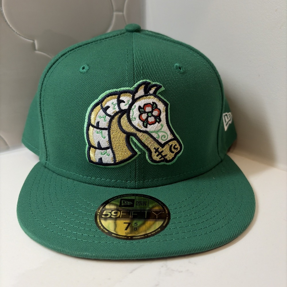 New Era Charlotte Knights Copa MiLB 59FIFTY Green Fitted Hat Size 7 5/8